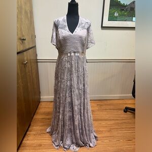Torrid Silver Flutter Sleeve Prom Gown